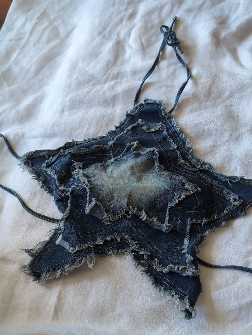 ROMWE Frayed Light Blue Denim Star Crossbody Bag